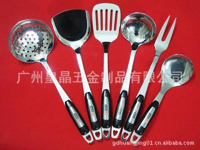 【不锈钢厨具批发 厨具套装 创意厨具7件套 锅铲 汤勺 漏勺厨房用具】价格,厂家,图片,锅铲,广州皇晶五金制品-