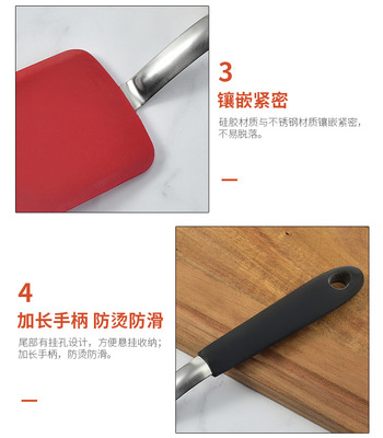 厂家现货 厨房用具不锈钢柄硅胶煎铲 炒菜煎锅铲迷你烹饪铲子批发
